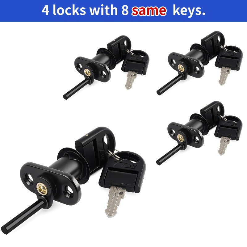 TBWHL 4 Pcs - Zinc Alloy Drawer Lock with Keys, Desk Locks File Cabinet Lock for Wardrobe Furniture Cabinet Locker Showcase with 8 Same Key 16mm (Black) - Image 3